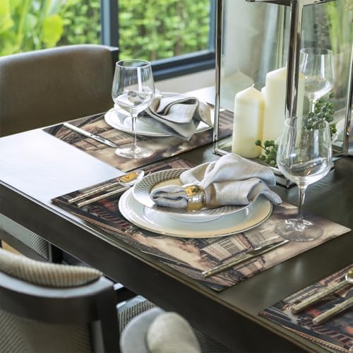 Placemats Set of 6 Washable Linen Place Mats Cloth Table Mats 12x18 Inch