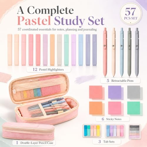 Aesthetic School Supplies Pen Highlighter - Bible Writing Correction Set | 27 Pcs Cute Stationery Set Bible Note Taking Supplies Aesthetic Highlighter Pencil Case Bag Study Supplies for School College