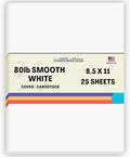 25 Bright White Smooth 80# Card Paper Sheets - 8.5" X 11" (8.5X11 Inches) Standard Letter|Flyer Size - 80 lb/Pound Cover Weight - Quality Paper - Consistency in Print - Smooth Finish