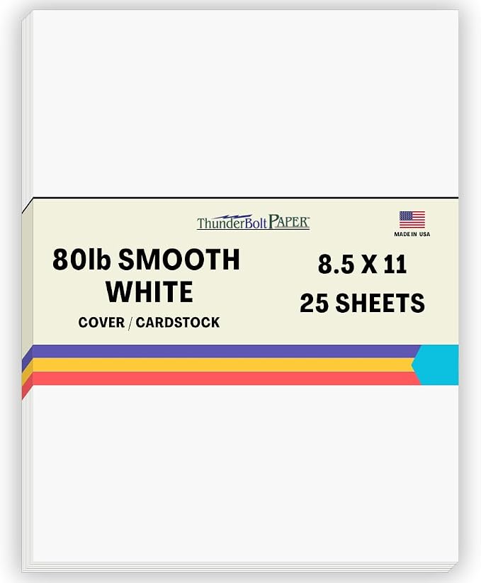 25 Bright White Smooth 80# Card Paper Sheets - 8.5" X 11" (8.5X11 Inches) Standard Letter|Flyer Size - 80 lb/Pound Cover Weight - Quality Paper - Consistency in Print - Smooth Finish