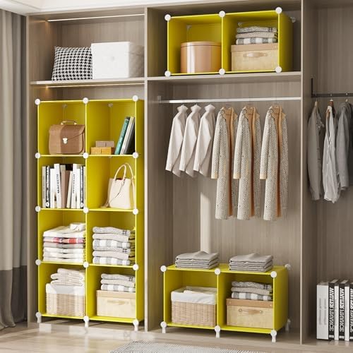 AWTATOS Cube Storage Organizer, 6 Cube Closet Storage Shelves, Yellow
