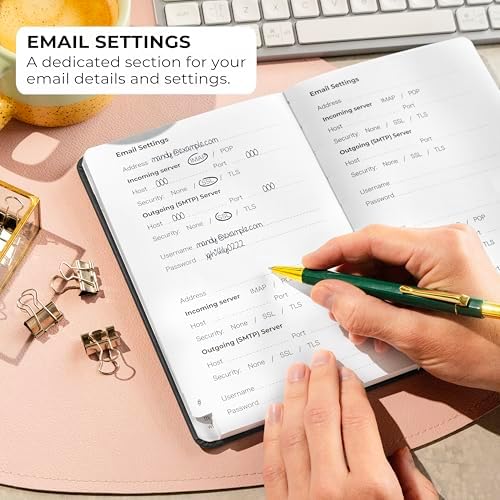 Clever Fox Password Book with Alphabetical Tabs, 5.3"x7.7" Keeper Black
