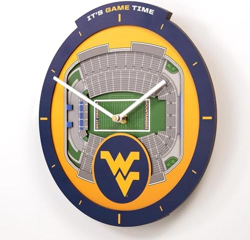 YouTheFan NCAA West Virginia Mountaineers StadiumView 3D Wall Clock