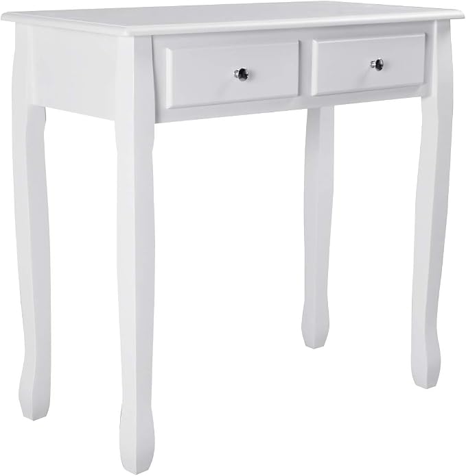 GOFLAME Writing Desk, Large Storage Space with 4 Drawers, Secretary Table Computer Desk Writing Table with Detachable Tabletop Organizer, Suit for Home and Office Use (White)