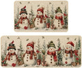 Baccessor Christmas Kitchen Rugs Set of 2 Red Snowman 17x29 and 17x47 Inch