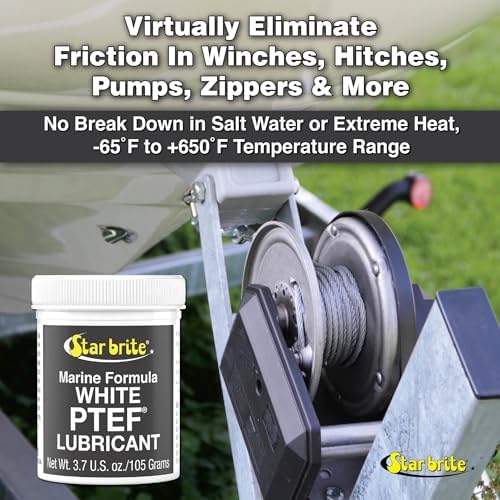 STAR BRITE Marine Grade White PTEF Lubricant - Ultimate Protection for Winches, Windlasses, Turn Buckles, Blocks, Pumps, Shafts, Zippers, Heads & More - 3.7 Oz (85504)