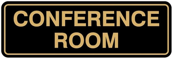 Standard Conference Room Sign - Black/Gold - Small 2 Pack