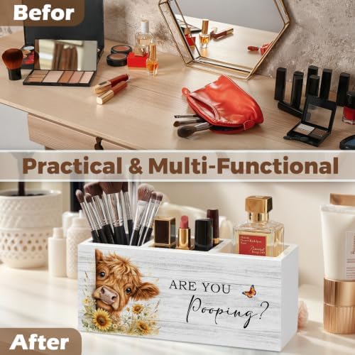 Funny Cute Highland Cow Pencil Pen Holder for Desk Organizer