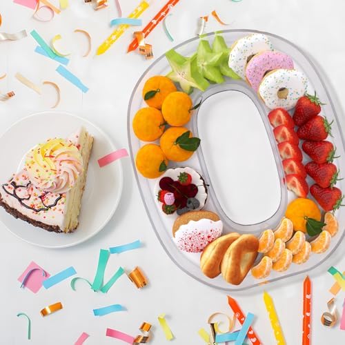 13.8" Extra Large Acrylic Number Charcuterie Board Box, Reusable Fillable Number Cake Candy Dish Display Serving Tray for Birthday Anniversary Party Decoration (0)