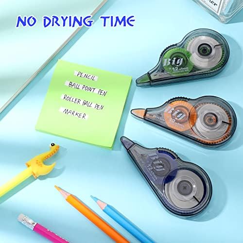 Yexiya 36 Pcs Correction Tape, Colorful Original Correction Tape White Wide Tape Easy to Use Cute Correction Roller for School Home Office Supplies, 0.2 Inch x 39.4 Feet (Blue, Orange, Green)