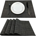 WAZAIGUR Placemats Crisscross Woven Vinyl Place Mats Set of 4 Grey
