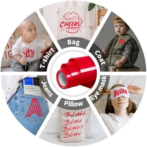 Heat Transfer Vinyl-12” x 8ft Red Iron on Vinyl Roll for Shirts, HTV Vinyl for Silhouette Cameo, Easy to Cut & Weed