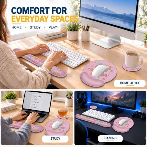 3 Piece Wrist Rest Mouse Pad Set with Keyboard Support Office Humor Quote