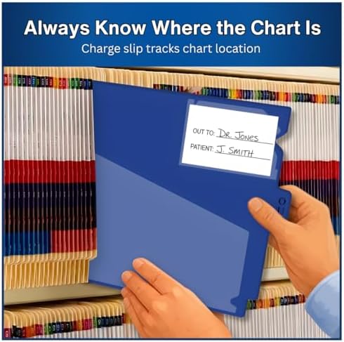 Doctor Stuff - Center Tab Vinyl Outguides, Diagonal Cut Front Pocket, Top Charge Out Slip Pocket, Plastic File Folder, Letter Size 9" x 13-1/4", Navy, 50/Box