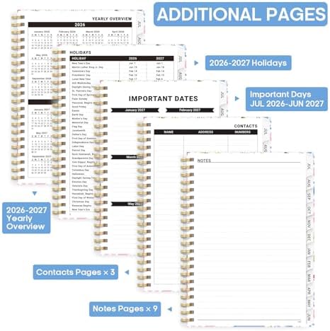 Planner 2026-2027, Weekly & Monthly Academic Calendar, Jul 2026 – Jun 2027