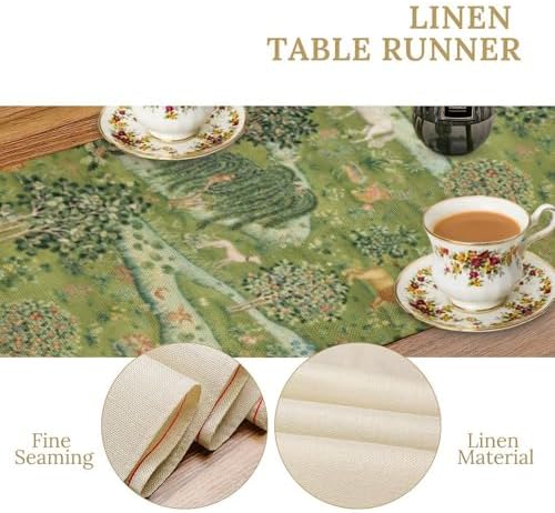 William Morris Floral Table Runner, Vintage Flowers Blue Botanical Printed Table Runner for Home Kitchen Dining Table Decoration,13x36 Inch