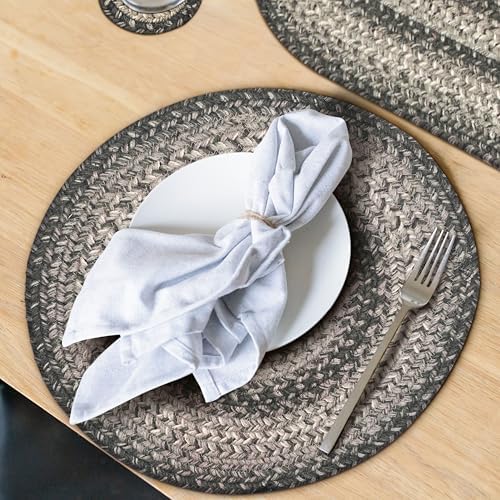 Homespice Flint Hill Jute Braided Placemats, Round 15" Set of 6