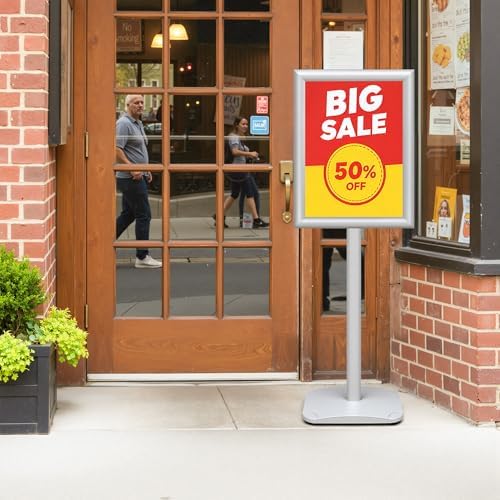 Heavy Duty Pedestal Sign Holder, 11"x17" Sign Stand Outdoor Indoor
