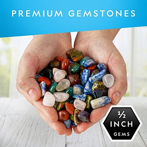 National Geographic Polished Stones and Crystals 2 Lb. Bulk Collection | 2 Lbs. of 1/2-Inch Tumbled Stones, 4500+ Carats, Real Rocks and Crystals, Bulk Craft Supplies, Geology Activity
