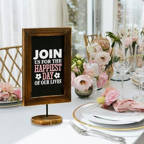 MyGift 12x7 Inch Framed Tabletop Chalkboard Signs with Stand Set of 2