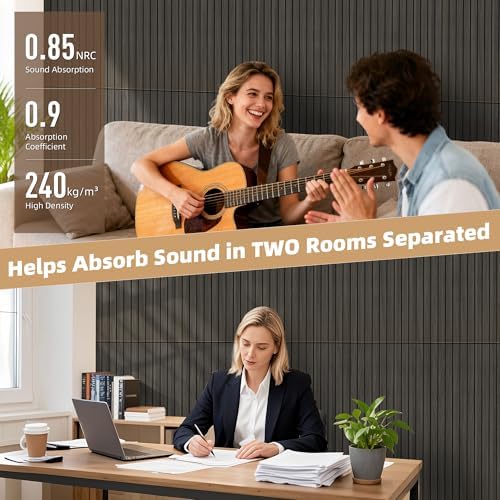 TO-TH Acoustic Panels Wood Look Noise Dampening Panel 10Pack, Rustic Walnut