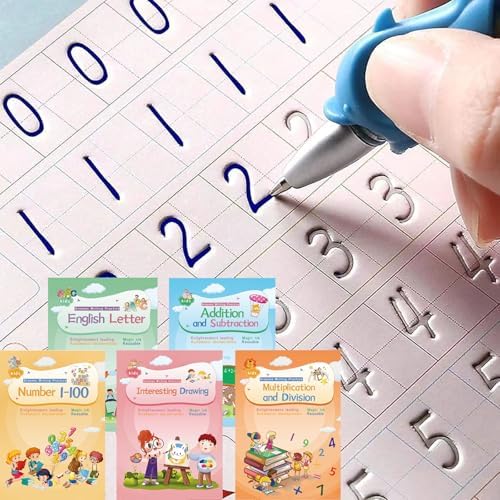 Magical Handwriting Workbooks Handwriting Practice Copybook Aid Magic Pen Reusable Copybook Grooves Template Design for Children Books Suitable for Children's Learning