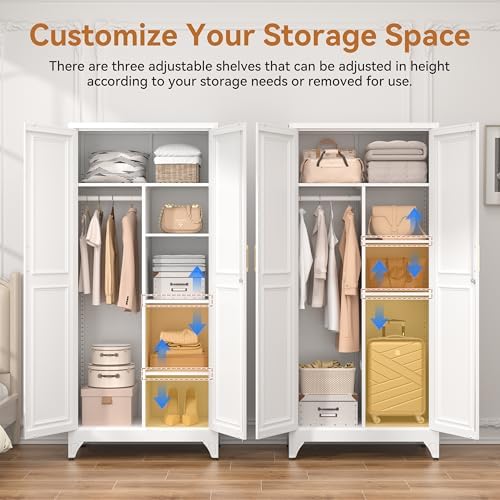 Polup 71" Tall Metal Armoire Wardrobe Closet with Doors and Lock