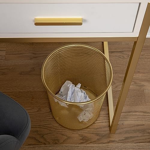 Martha Stewart Ryder 4.5 Gallon Mesh Metal Wastebasket, Gold