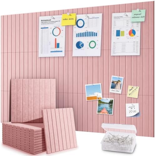 48" x 36" Large Cork Bulletin Board Tiles, Peel and Stick Felt Wall Panels for Vision, Message Center, Picture and Prayer Board for Office, Dorm, Room and Desk Decor(Pink)