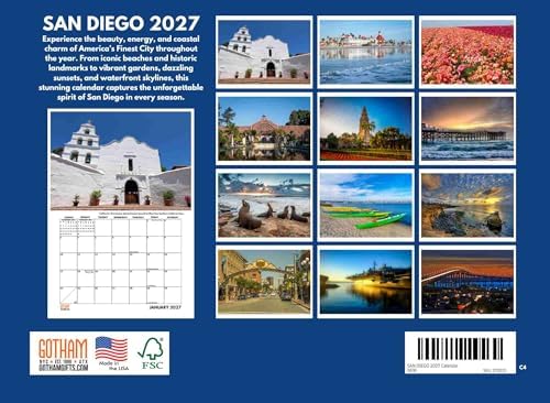 San Diego Calendar 2027 Monthly Wall Calender 12 Month