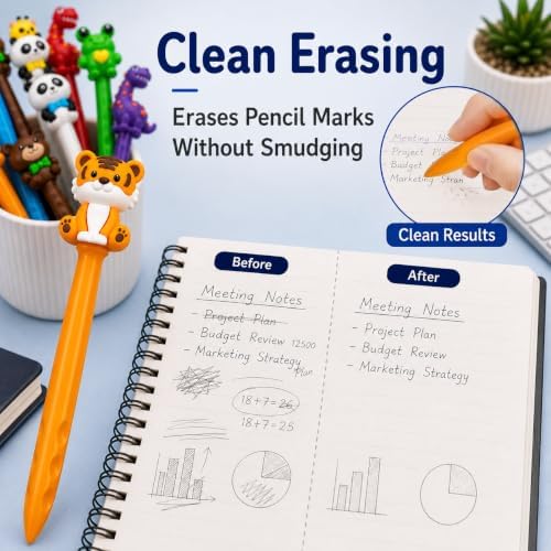 Animal Bobblehead Pencil Erasers,30 Pack Kawaii Cartoon Erasers Bulk Set, Classroom Prizes, Birthday Gifts