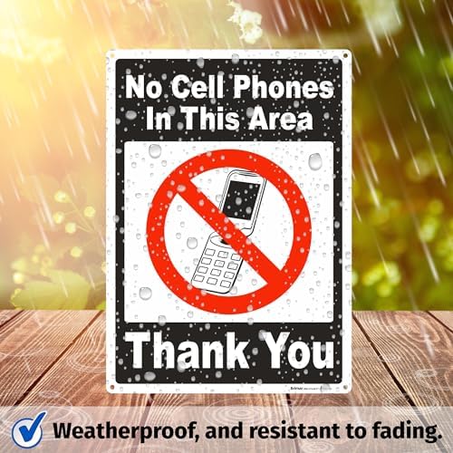 Brimar No Cell Phones in This Area Sign 10" X 14" Polyethylene Plastic
