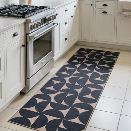 Lahome Semi Circle Easy Jute Kitchen Runner Rug, 2x6 Non Slip Runner Rug