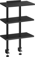 MAHANCRIS Clamp On Desk Organizer, 3-Tier Desktop Bookshelf, Adjustable Desk Storage Shelf, Metal Frame, for Office, Study and Game Room, Black DSBK3601