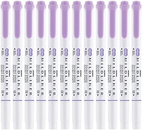 Zebra Pen MILDLINER No Bleed Highlighter, Violet Color, Dual Tip, 12-Pack