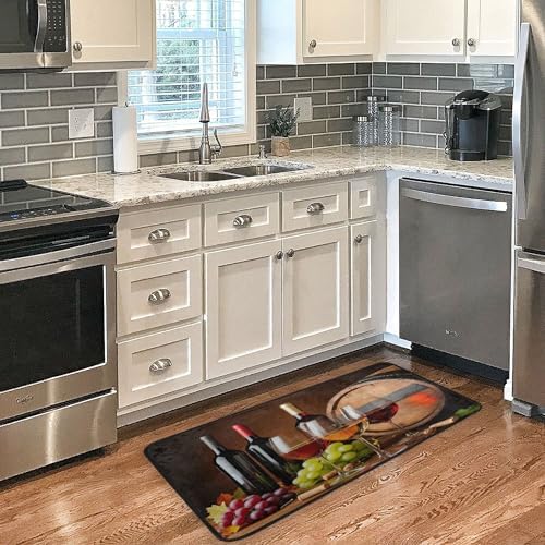 Red Wine Winery Barrels Kitchen Rug Floor Comfort Mats Bath Rugs Entryway Welcome Non Slip Area Rug for Bedroom Living Room Doormats Home Decor 39" X 20"