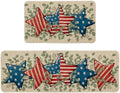 Artoid Mode American Flag Stars Eucalyptus Patriotic 4th of July Kitchen Mats Set of 2, Memorial Day Home Decor Kitchen Rugs for Floor - 17x29 and 17x47 Inch