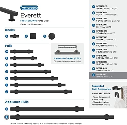 Amerock 18" Everett Matte Black Appliance Pull
