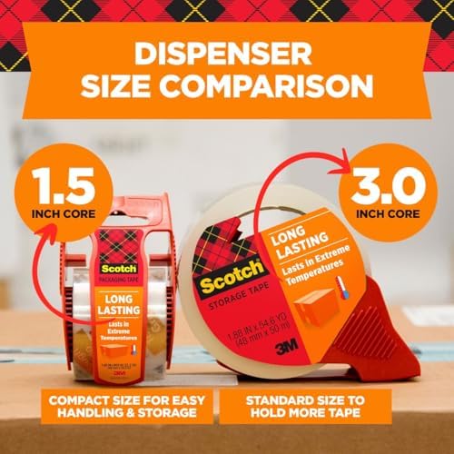 Scotch Long Lasting Shipping and Storage Tape with Dispenser, 1.88 in. X 54.6 Yd., 4 -Pack