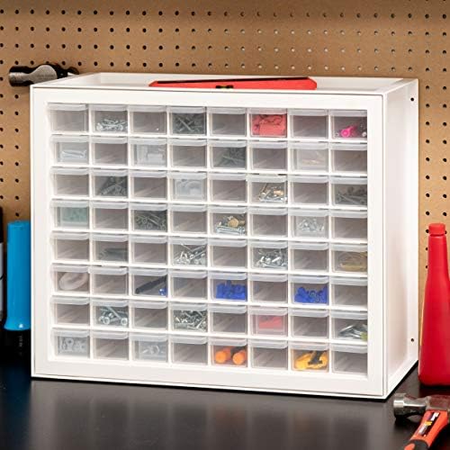 IRIS USA 64-Drawer Screw Organizer, Hardware Storage, Made in USA, White