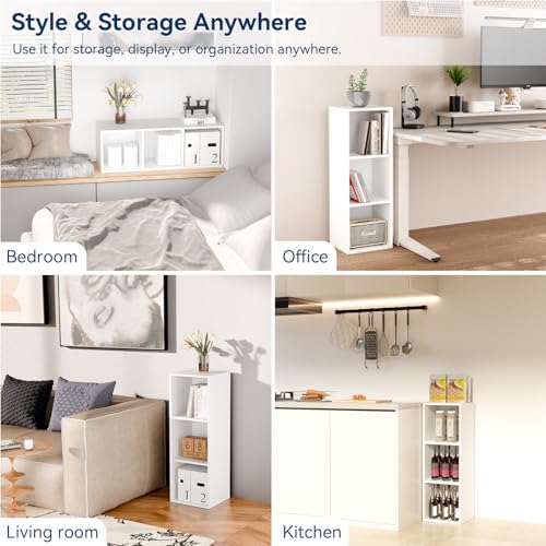 Whitmor 3 Cube Bookcase Stackable MDF Storage Organizer 11 Inch