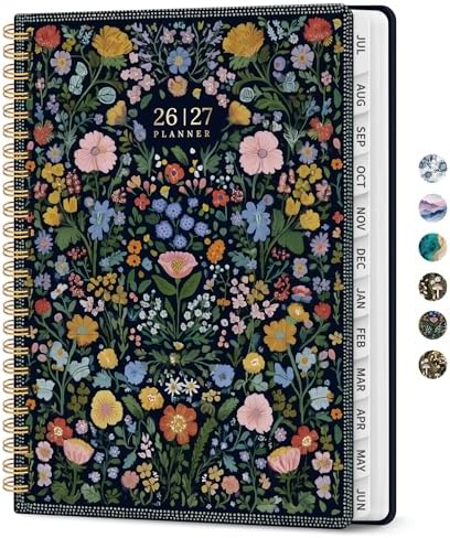 Planner 2026-2027, Jul 2026-Jun 2027 Academic Monthly & Weekly Planner | 8.5" x 11" Hardcover Pretty Calendar Planner for Women, Spiral Organizer for School Office Home Supplies, Garden of Whimsy