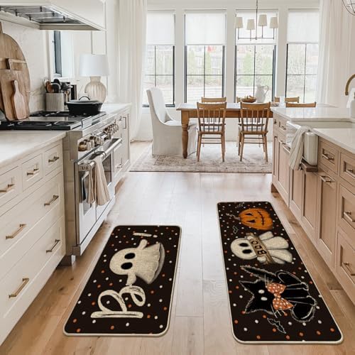 Artoid Mode Boo Pumpkin Halloween Kitchen Mats Set of 2-24x35+24x59