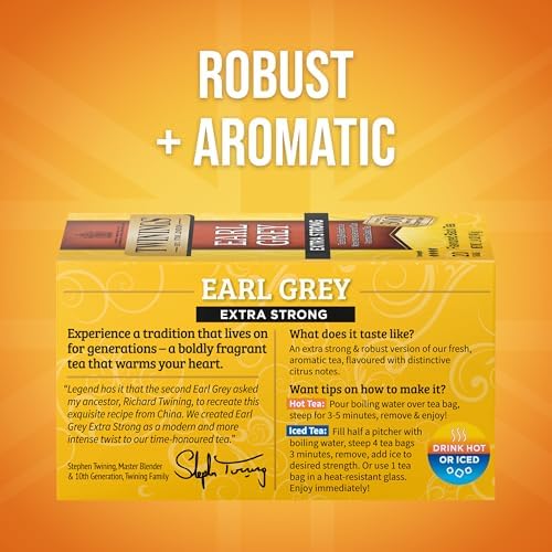 Twinings Earl Grey Extra Strong Bergamot Black Tea Bags, 20 CT Box (1 Pack)