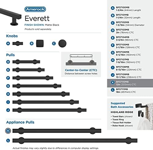 Amerock 12" Everett Matte Black Appliance Pull