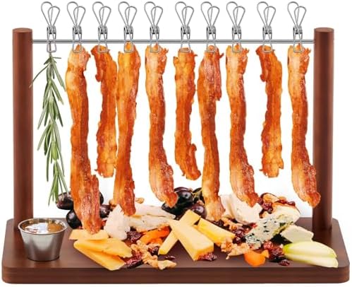Acacia Wood 15.8 x 7.2 x 10.6 Inches Bacon Display Rack Wooden Bacon Tray