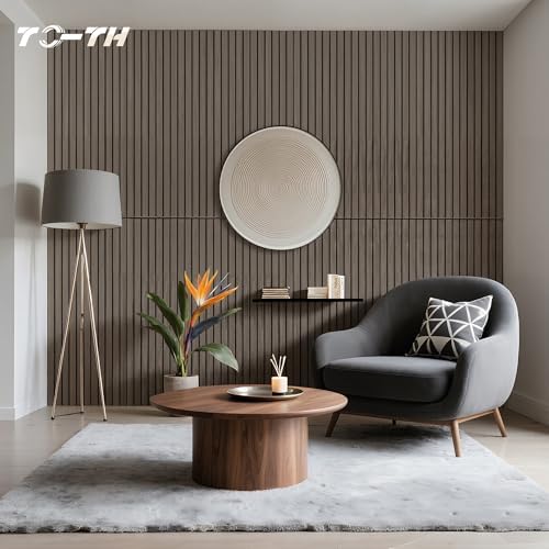 TO-TH Acoustic Wall Panels Decorative Sound Absorbing Panel 4 Pack, Walnut