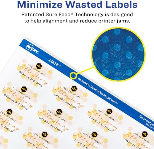 Avery Printable Blank Rectangle Labels, 1.25" x 1.75", White, 256 Customizable Labels (22828)