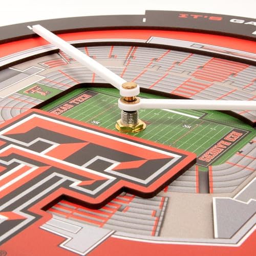 YouTheFan NCAA Texas Tech Red Raiders StadiumView 3D Wall Clock