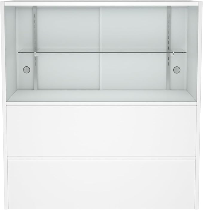 WISDOMFUR 3-Foot Retail Display Showcase Cabinet, White, 36" x 18" x 38" | Half Vision Glass Top Case, Storage Base, Counter Display for Jewelry, Collectibles & Electronics
